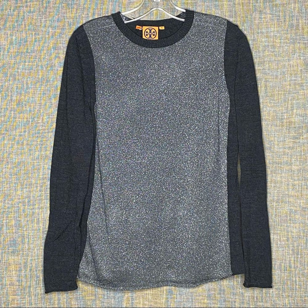 Tory Burch Grey Shimmer Sweater Med EUC